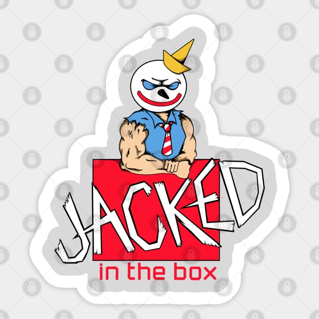 JACKED IN THE BOX Sticker by catdinosaur